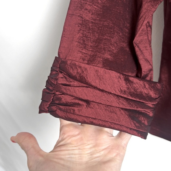 Vintage Cachet Sz 12 Burgundy Satin Iridescent Formal Evening Jacket Top - Picture 6 of 8